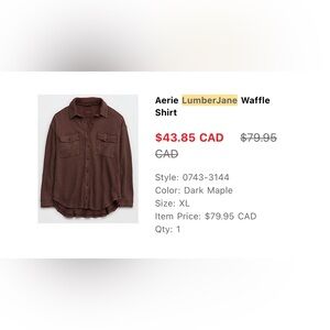 Aerie lumberjane shirt